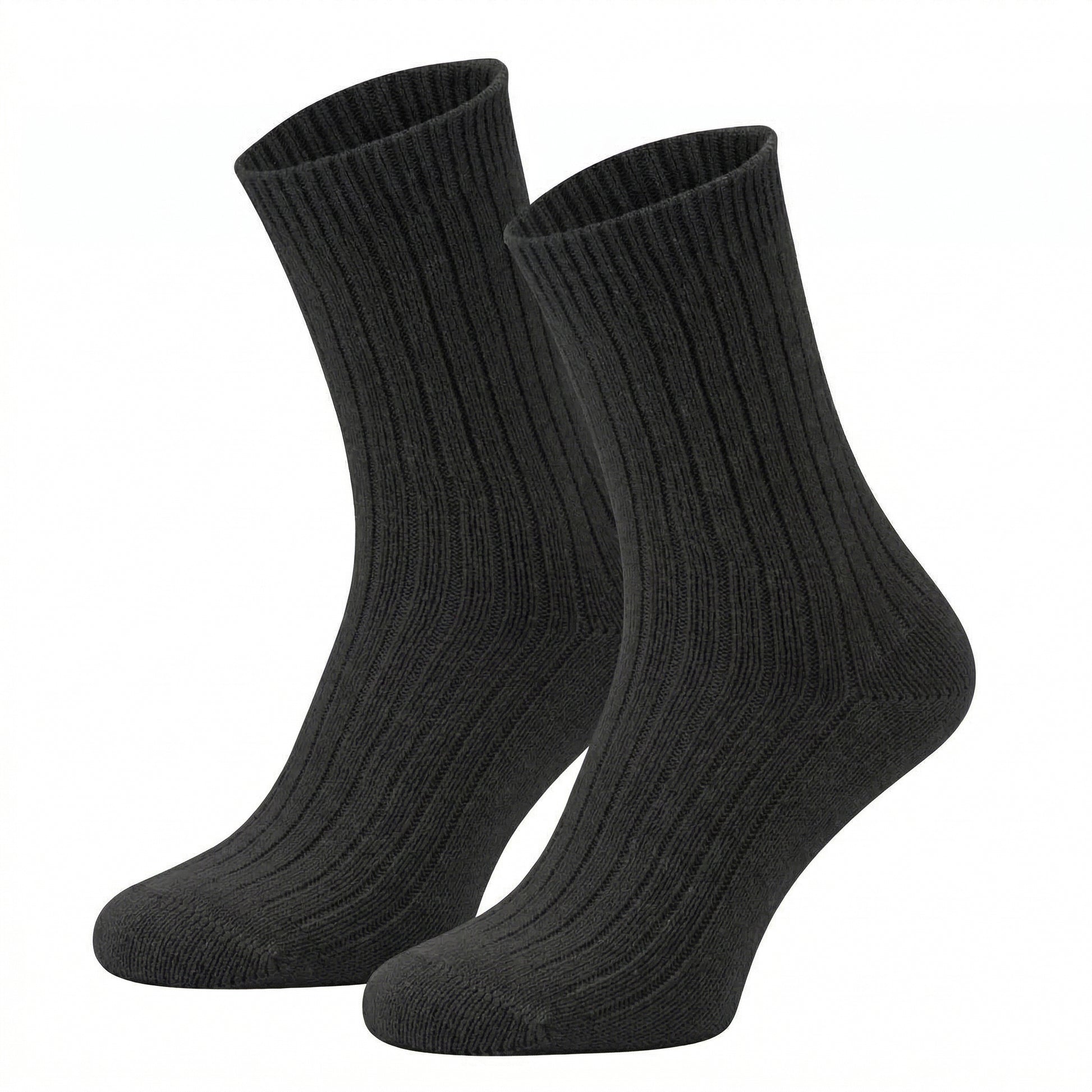 405 Ribbed Organic Wool Socks - Black
