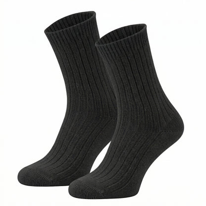 405 Ribbed Organic Wool Socks - Black