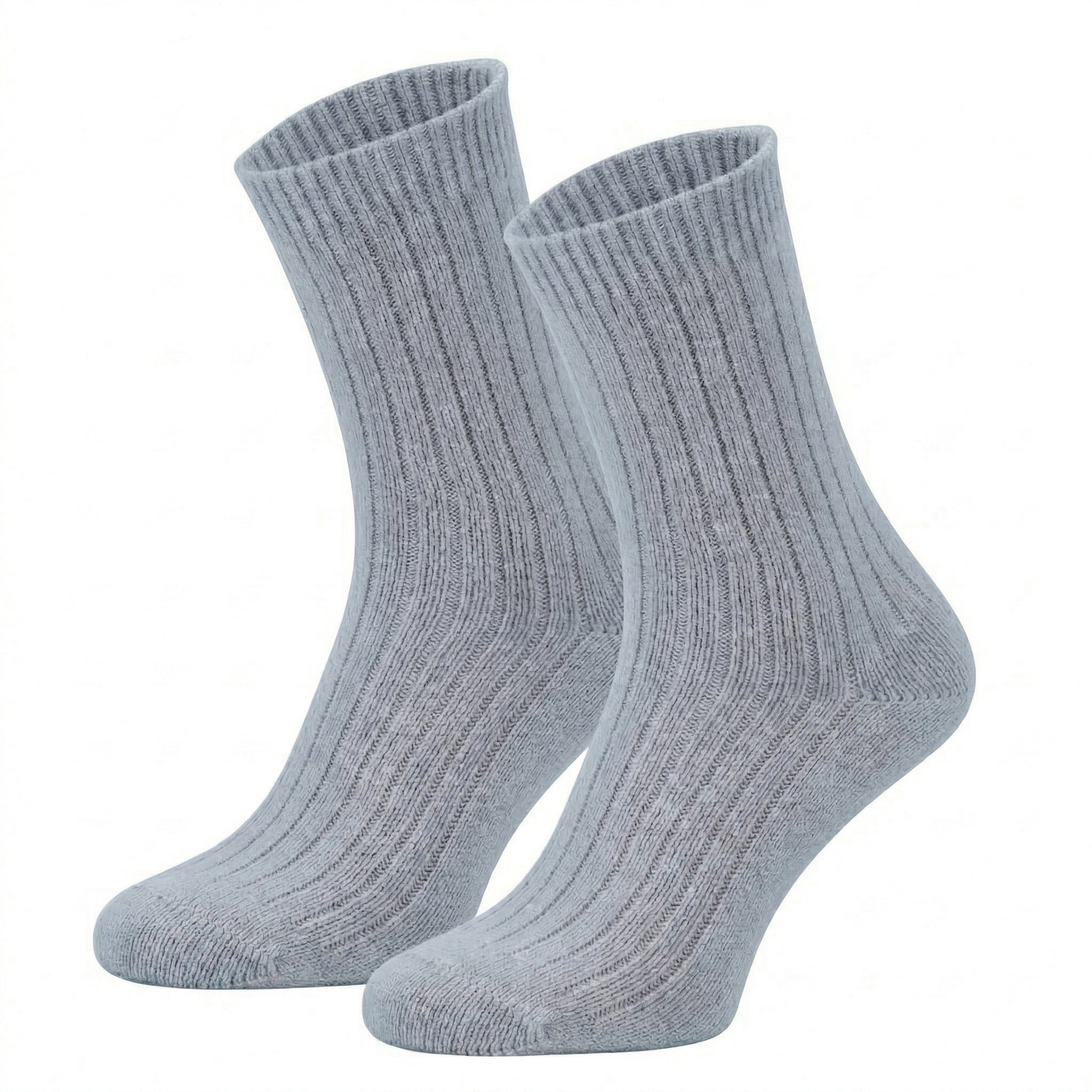 405 Ribbed Organic Wool Socks - Gray Melange