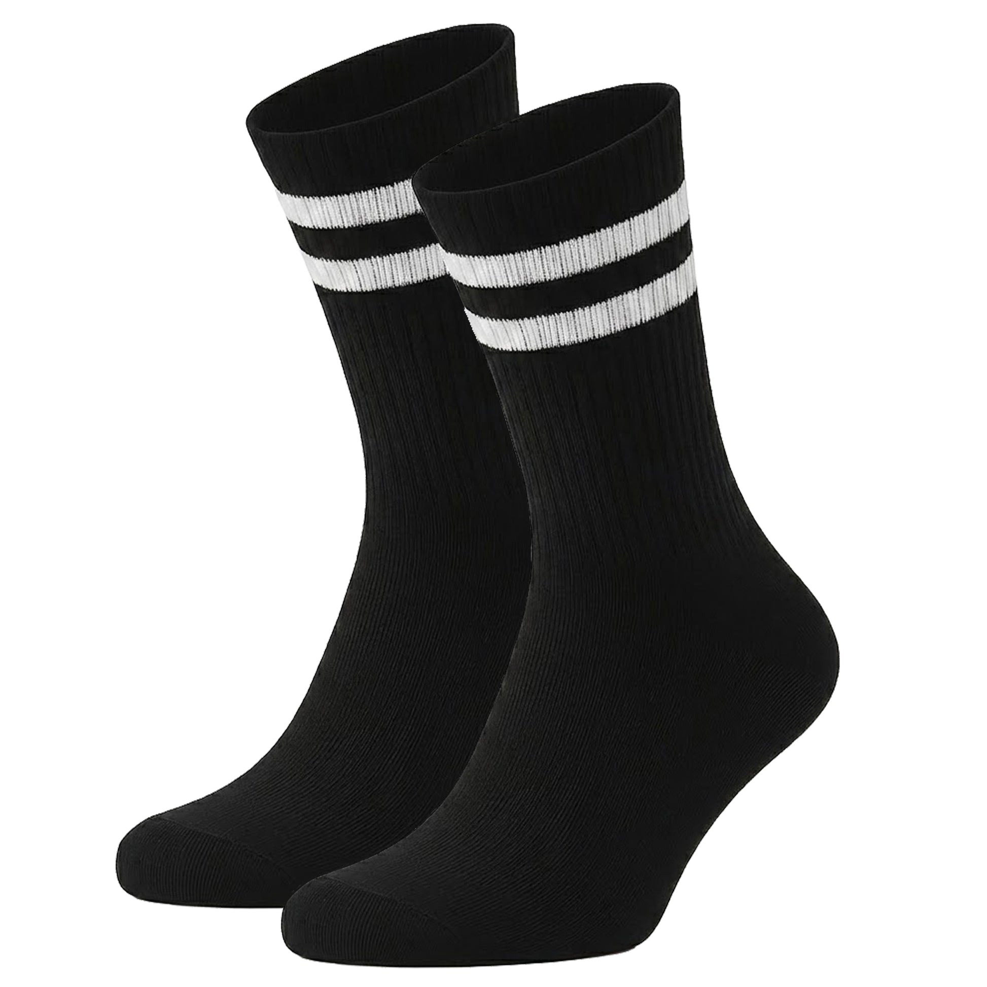 690  Premium Organic Cotton Sport Socks - Black / White Stripe