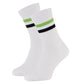 690  Premium Organic Cotton Sport Socks - White Navy / Green Stripe